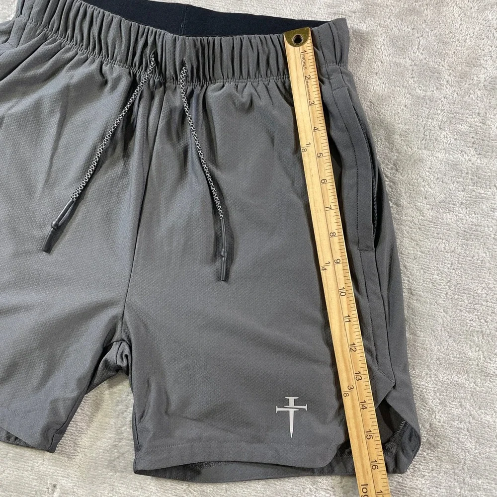 Three Nails Lined Shorts Mens Small Gray Compression Active Running Workout